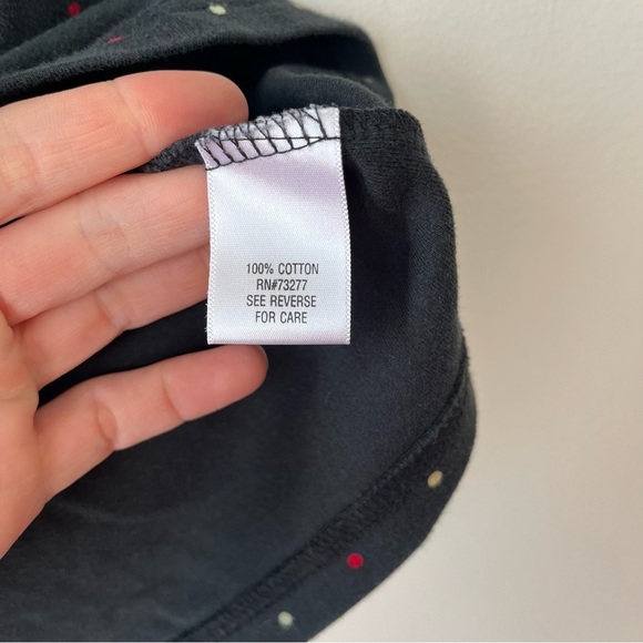 Croft & Barrow women’s short sleeve casual polka dot black square neck tee shirt - Picture 4 of 10